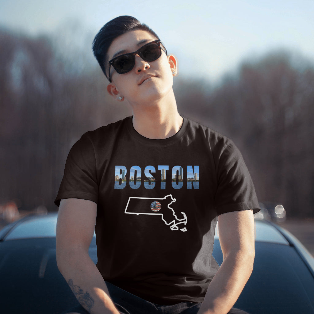 Boston State Map T-Shirt – Celebrate Beantown in Style (FREE SHIPPING)