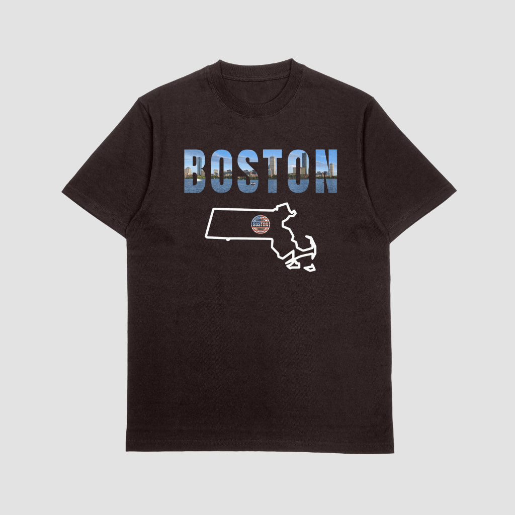 Boston State Map T-Shirt – Celebrate Beantown in Style (FREE SHIPPING)