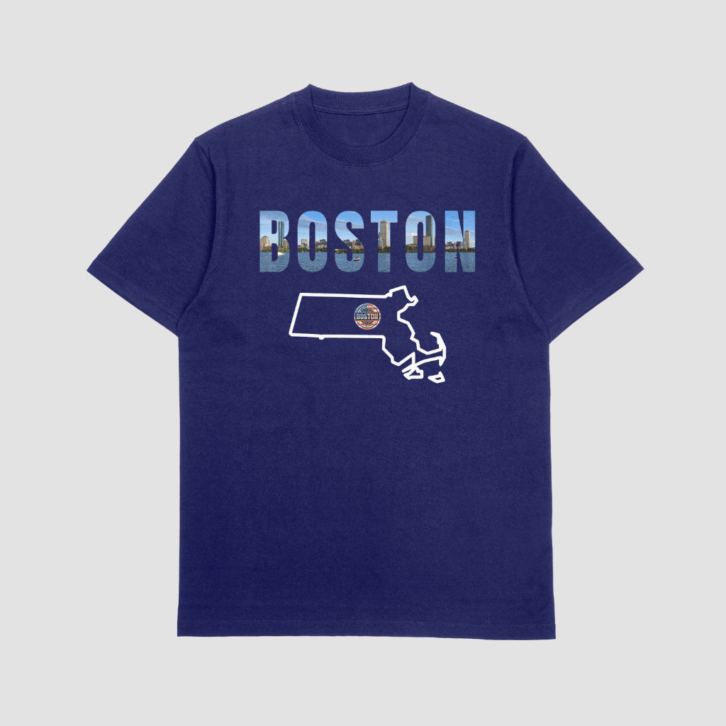 Boston State Map T-Shirt – Celebrate Beantown in Style (FREE SHIPPING)