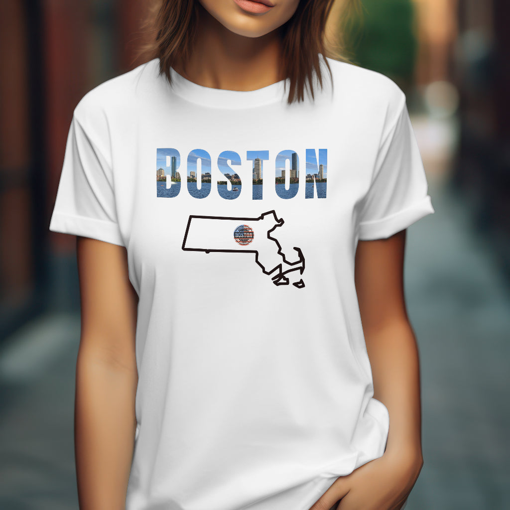 Boston State Map T-Shirt – Celebrate Beantown in Style (FREE SHIPPING)