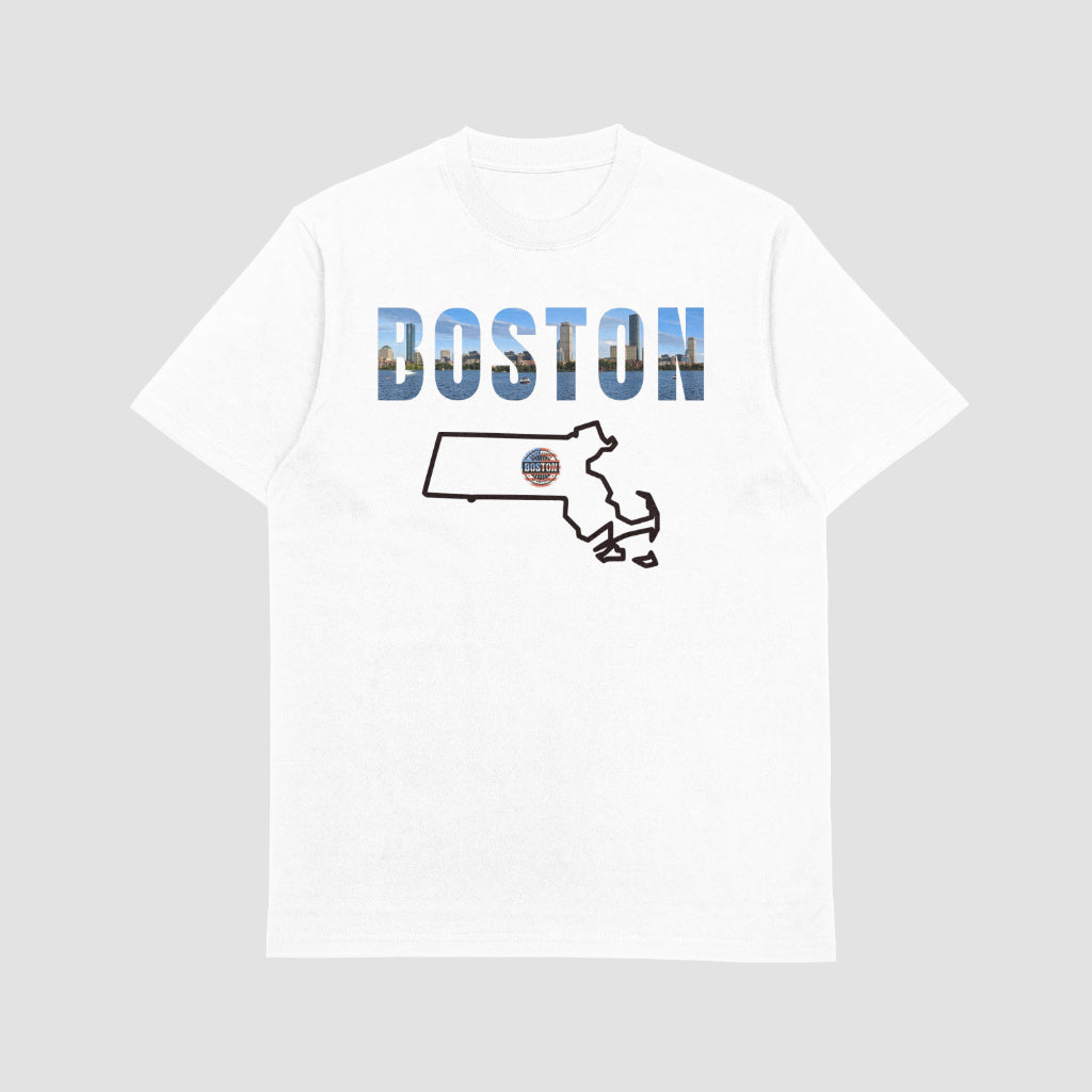 Boston State Map T-Shirt – Celebrate Beantown in Style (FREE SHIPPING)