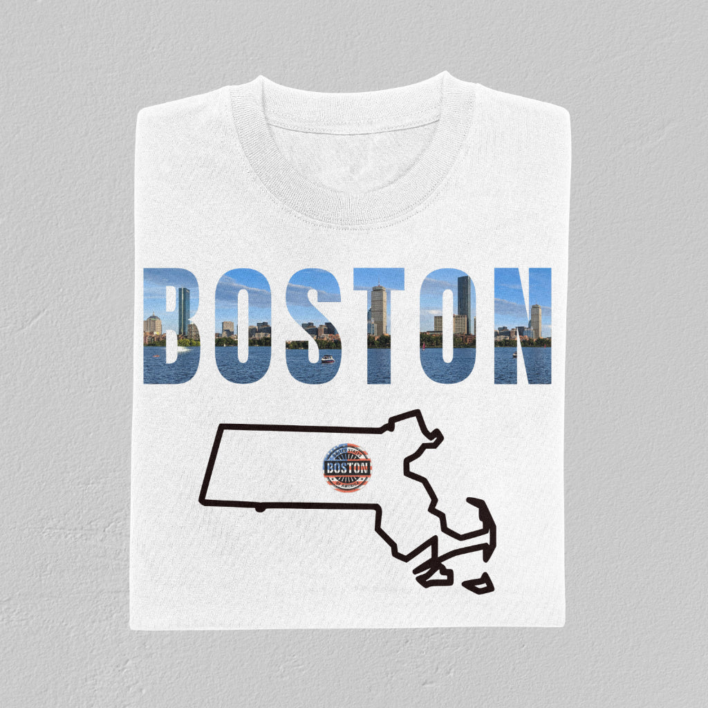 Boston State Map T-Shirt – Celebrate Beantown in Style (FREE SHIPPING)