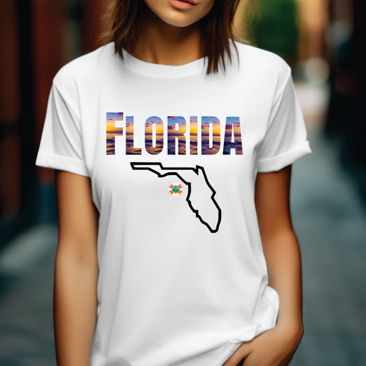 Florida State Map T-Shirt – Embrace the Sunshine State in Style (Free Shipping )